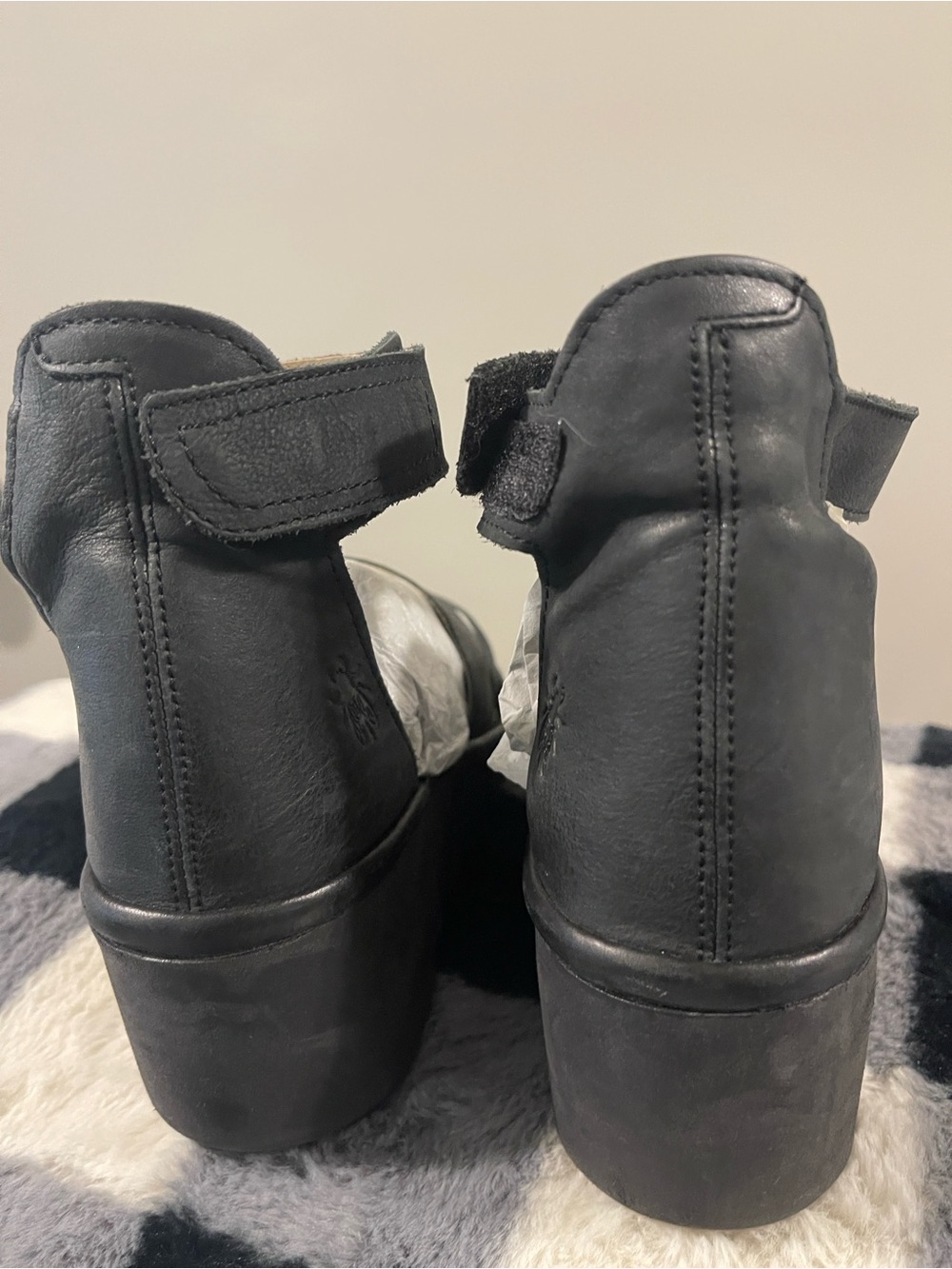 Fly London Black Leather Platform Ankle-Strap Sandals - Picture 11 of 11